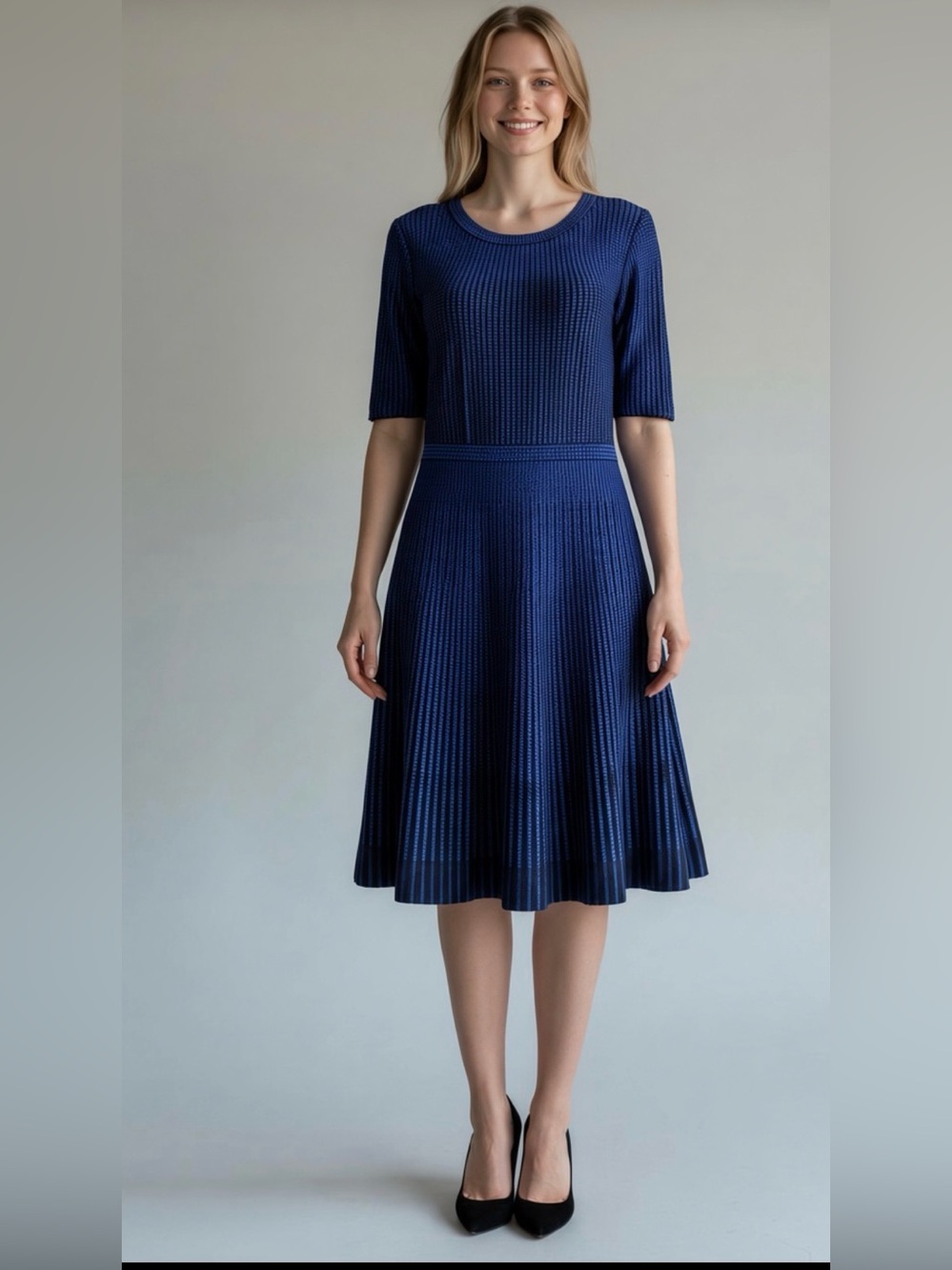 Tahari by Arthur S. Levine Ribbed Fit-and-Flare Knit Dress Size XL